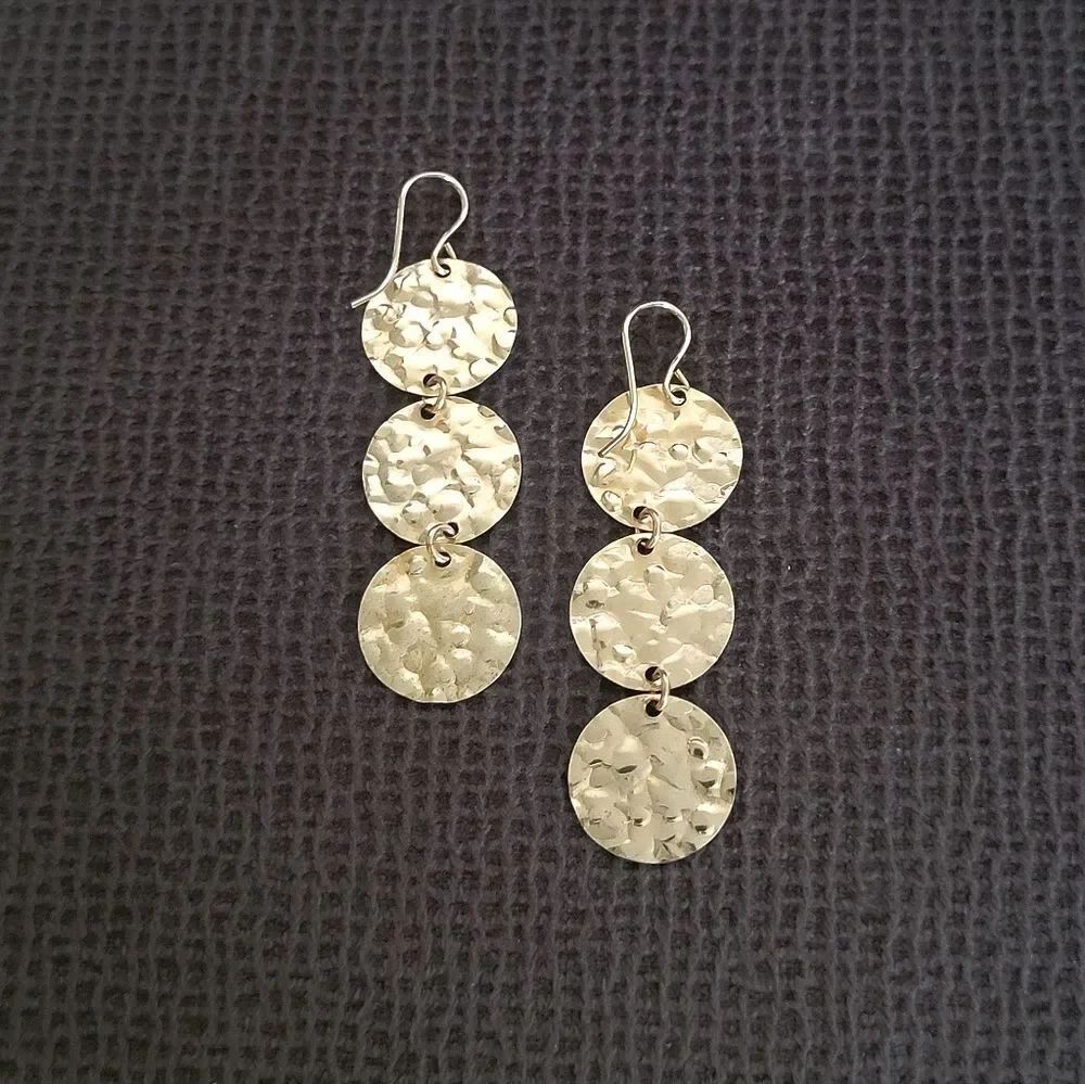 ✨️HP✨️ Gold💛 Filled Hammered🔨 Triple3️⃣ Disc📀 Earrings
